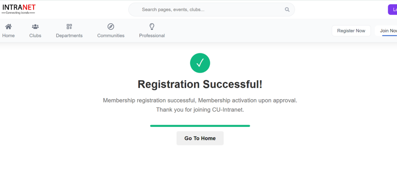 Screenshot for Step 8: Registration Successful